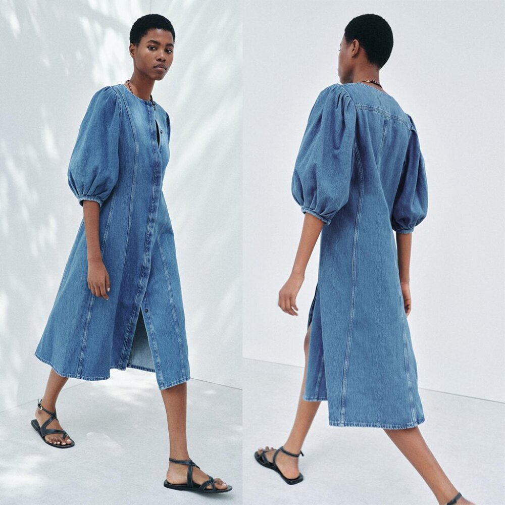 NEW ZARA denim midi dress 5216 size S